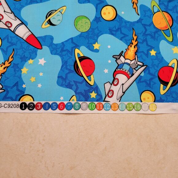 Cotton Fabric Rockets Planets Stars Space 1 Yard x 43" Hi-Fashion Fabrics - Picture 4 of 11